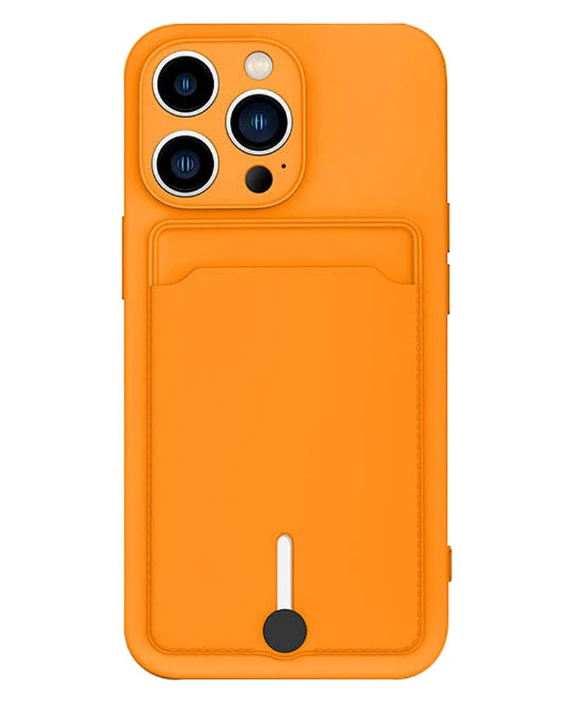 JIATAY for iPhone 11 Pro Phone Case with Card Holder [Slim + Protective] Silicone Phone Case iPhone 11 Pro Wallet Case for Women Men (Orange)