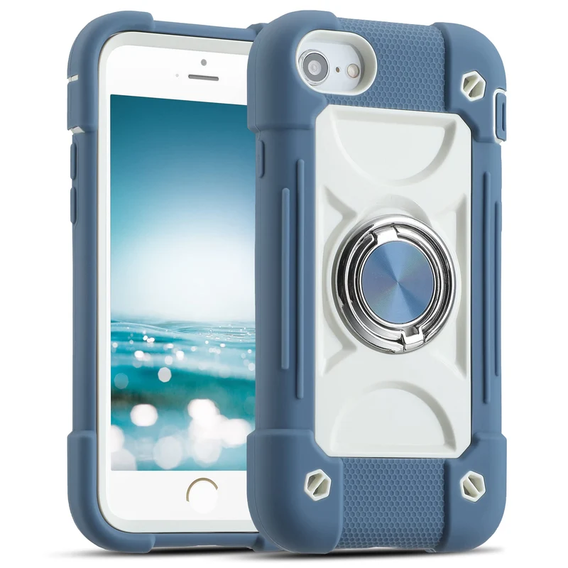 MARKILL Compatible with iPhone Case with Ring Stand, Heavy-Duty Military Grade Shockproof Phone Cover (Blue, iPhone SE 3rd/2nd/iPhone 8/7/6S/6)