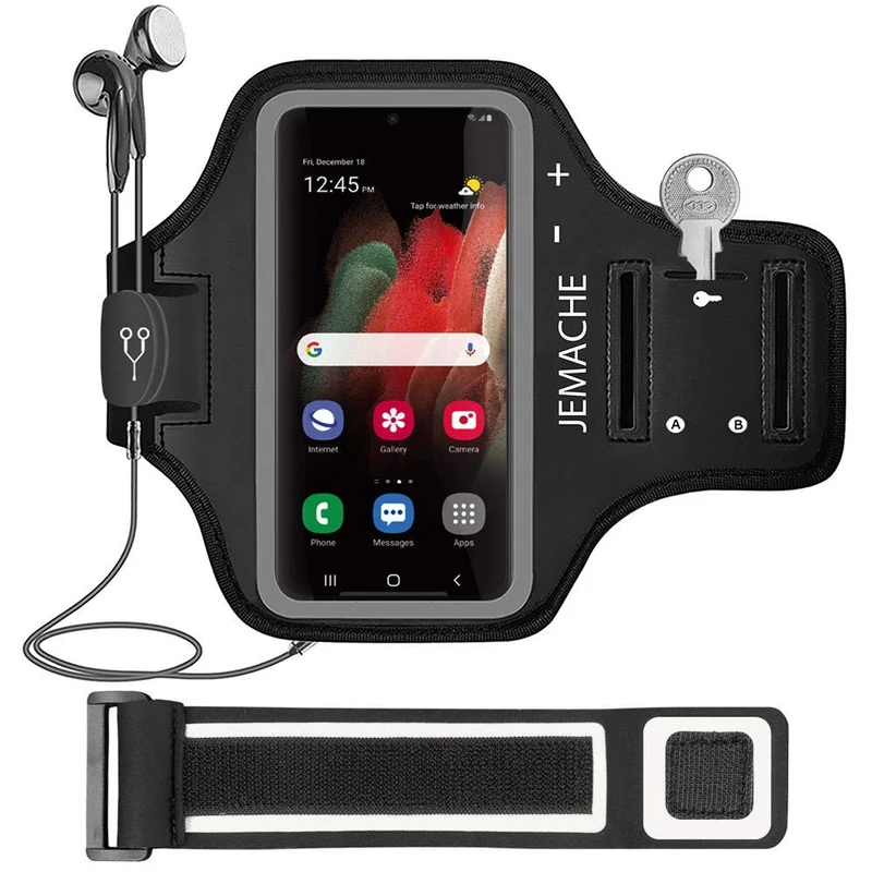 JEMACHE Running Armband for Samsung Galaxy S26/S25/S24/S23 Ultra (Black)