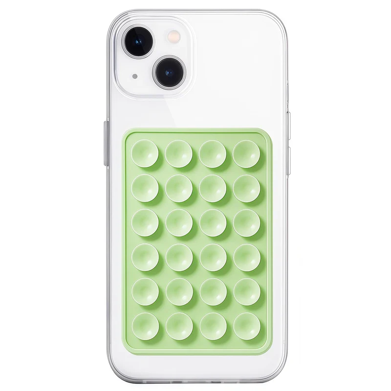 Anteel Silicone Suction Phone Case Mount, Non Slip Sticky Phone Grip for Cellphone, Silicon Adhesive Suction Cup Phone Mount, Strong Grip Holder for Selfies and Videos (Light Green)