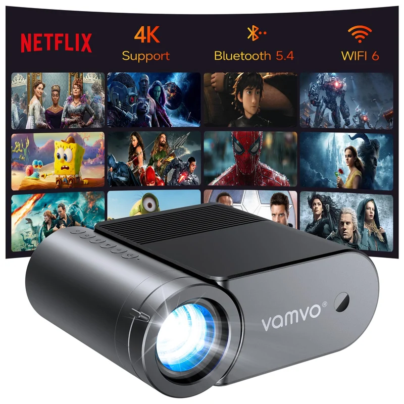 Portable Movie Projector Support 1080P 200 Display, Compatible With Fire TV Stick/PS4, for Outdoor Movies, Phone With HDMI, VGA, SD/TF, AV, USB