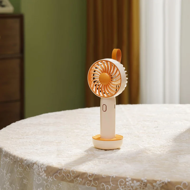 uooweilife Retro Portable Fan, Mini Personal Handheld and Desktop with Base, 3 Powerful Speed, USB Rechargeable Fan for Travel, Summer, Outdoor, Indoor(Vintage White)