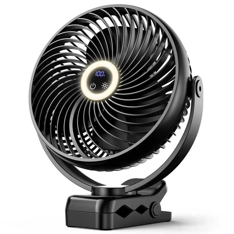 Koonie 8 10000mAh Portable Clip on Fan with LED Lantern and Hook