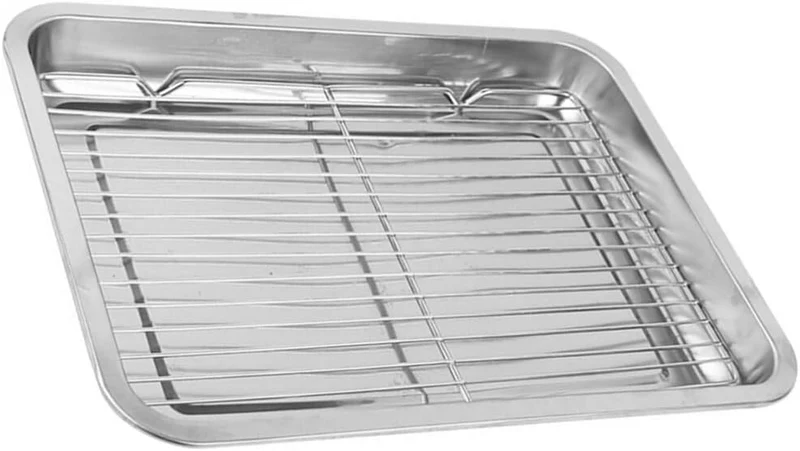 SAMUSAGYA 1 Set Stainless Steel Drain Pan Fried Snack Dish Multiuse Food Plate Fried Chicken Serving Plate Snack Dish Household