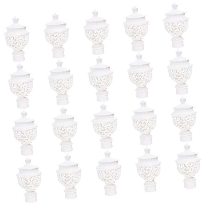 Homoyoyo 20pcs Decorative Curtain Rod End Caps Hollow Design Curtain Rod Accessories White for Standard and Tension Easy to Inst