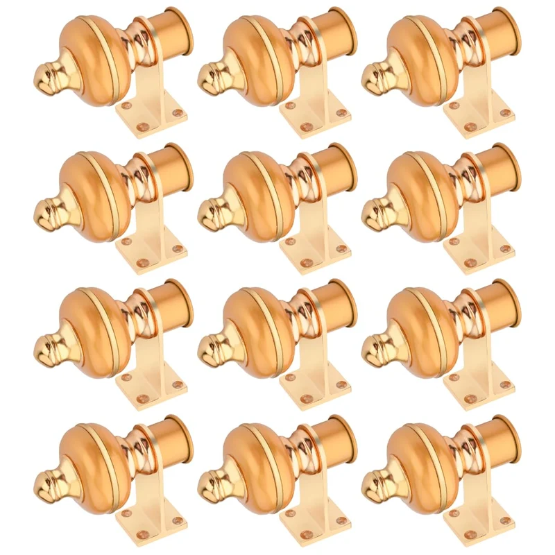 DecorDepo Stylish Curtain Hooks/Curtain Knobs/Rod Rail Bracket for Home Matt Gold Finish (12P, Matt Gold)