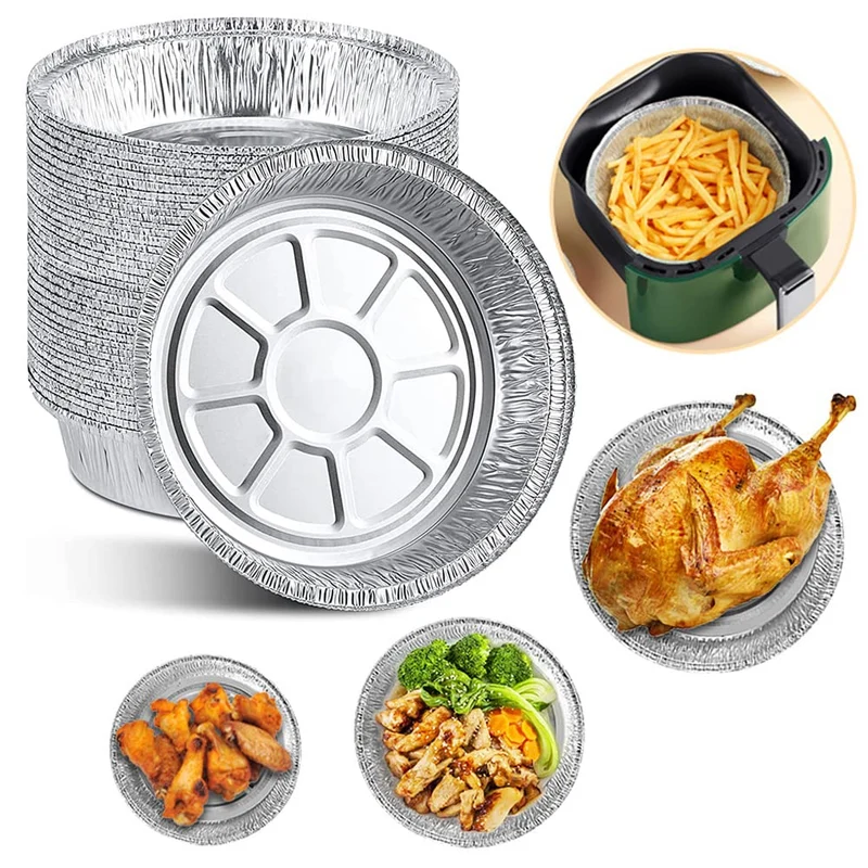 Disposable Aluminum Foil Pie Pans,6 Inch Plates Round For Air Fryers Baking Cooking Storage Roasting 20Pcs