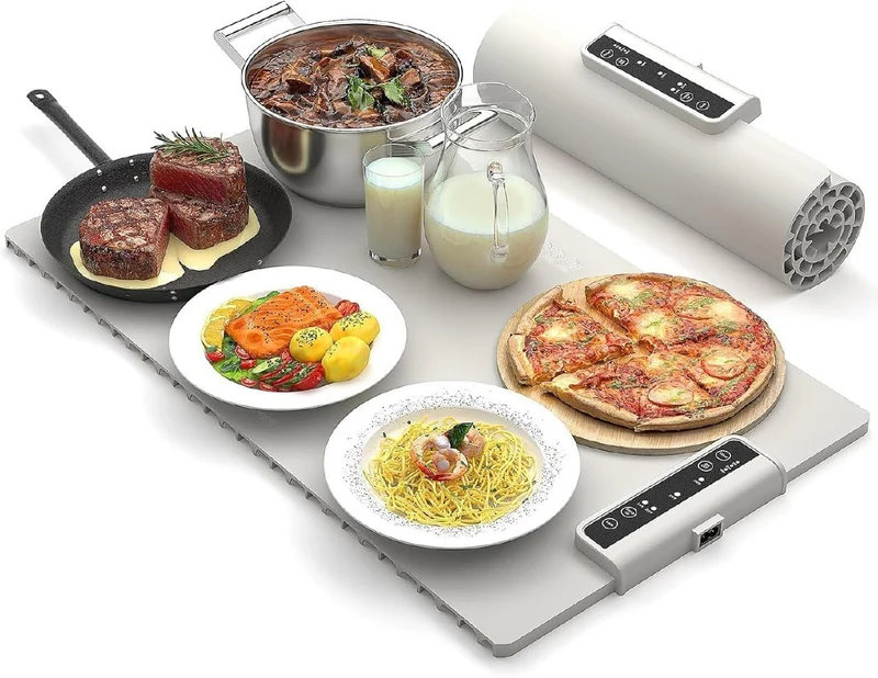ThermaServe Electric Food Warming Tray Mat Adjustable Temperature Buffet Hot Plate,ExtraLarge Portable RollUp Heating Pad,No