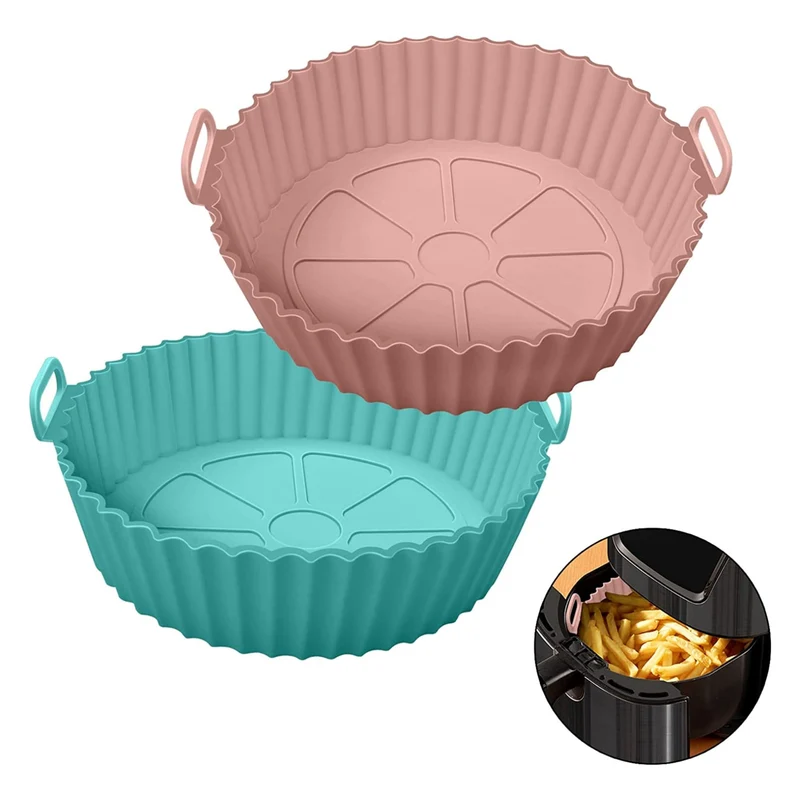 LALITAK Silicone Air Fryer Liner Reusable Basket Tray | 8 Inch Round Silicone Basket, Baking Tray, Roasting Bowl & Mould for Air