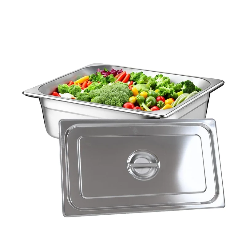 HS Stainless Steel GN Pan Half Size 1/2 65mm Depth 3.5L Capacity AntiJam Design 100% BIS Certified Raw Material European Standa
