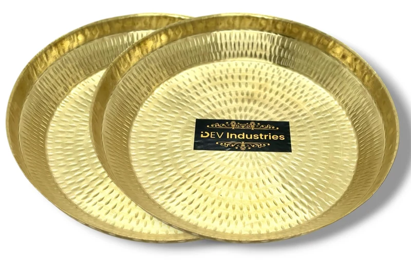 DEV INDUSTRIES Brass Paraat for Dough Atta Kneading | 100% Pure Brass Parat | Heavy Duty Kneading Plate Thali | Indian Kitchen U