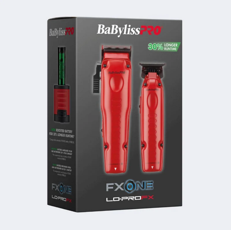 BaBylissPRO® FXONE™ Lo-ProFX Limited Edition Matte Red Clipper, Trimmer & Boosted Battery Gift Set
