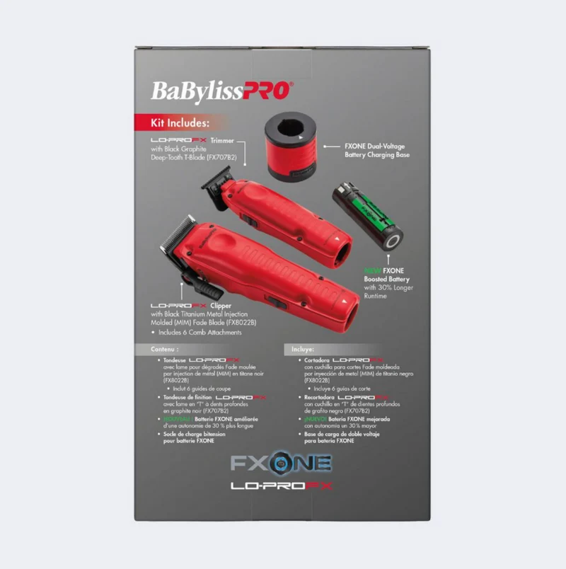 BaBylissPRO® FXONE™ Lo-ProFX Limited Edition Matte Red Clipper, Trimmer & Boosted Battery Gift Set