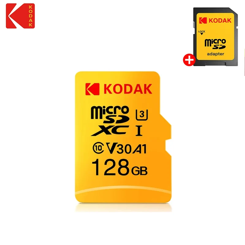 KODAK Micro SD Card 32GB 64GB 128GB V30 U3 4K Yellow for Dash Cam Driving Recorder TF Card