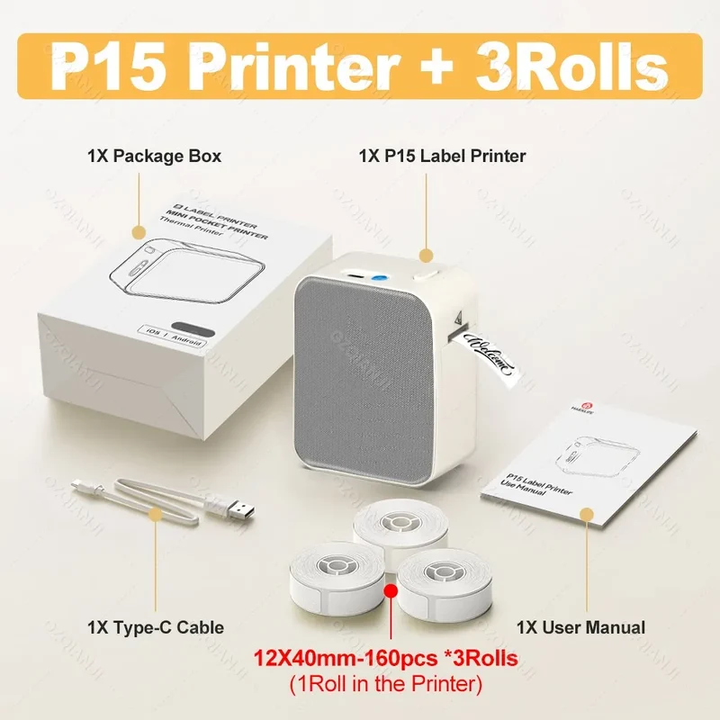 Marklife P15 Wireless Bluetooth Label Printer Portable Thermal Printer Similar as D11 D110 D101 Label Machine Mini Label Maker