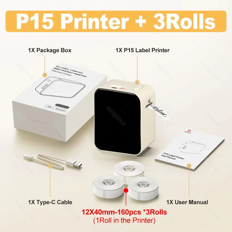 Marklife P15 Wireless Bluetooth Label Printer Portable Thermal Printer Similar as D11 D110 D101 Label Machine Mini Label Maker