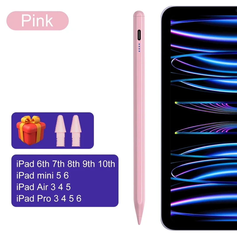 For iPad Pencil 2025 M3 Stylus Pen for Air 6 M2 Pro M4 M5 with Palm Rejection for iPad Pro 11 12.9 13 7/8/9/10/11th Mini5 6 7