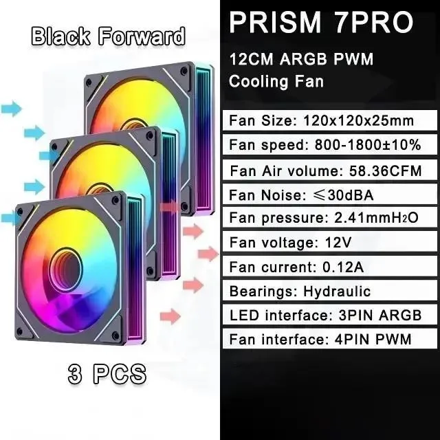 PRISM 4 RS 12cm ARGB 4 Pin Computer Case Fan Quiet Cooling 12V Large Air Volume 1200RPM for Desktop Gaming PC Build