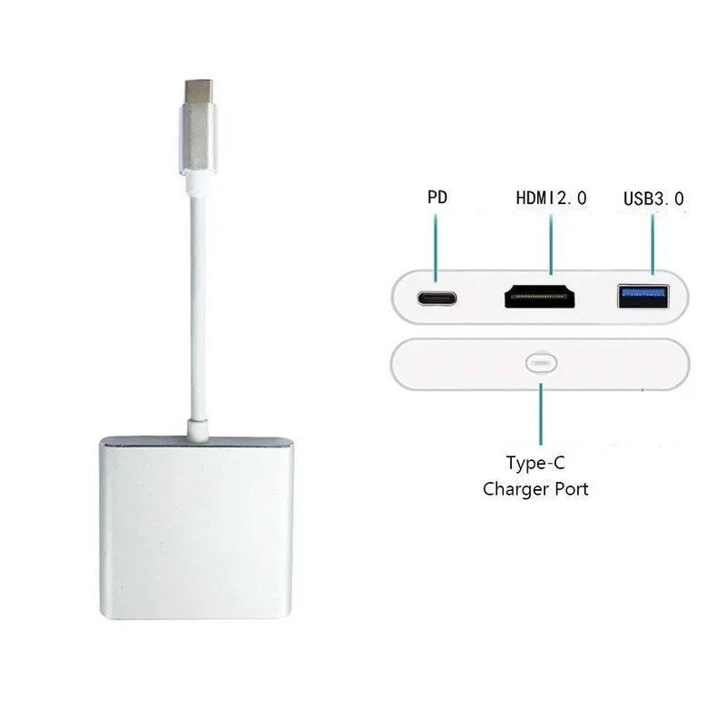 4K TYPE C to HDMI-Compatible Adapter USB3.1/3.0 Hub Type C Charging Converter for Samsung S23 Ultra Huawei Xiaomi Laptop Macbook