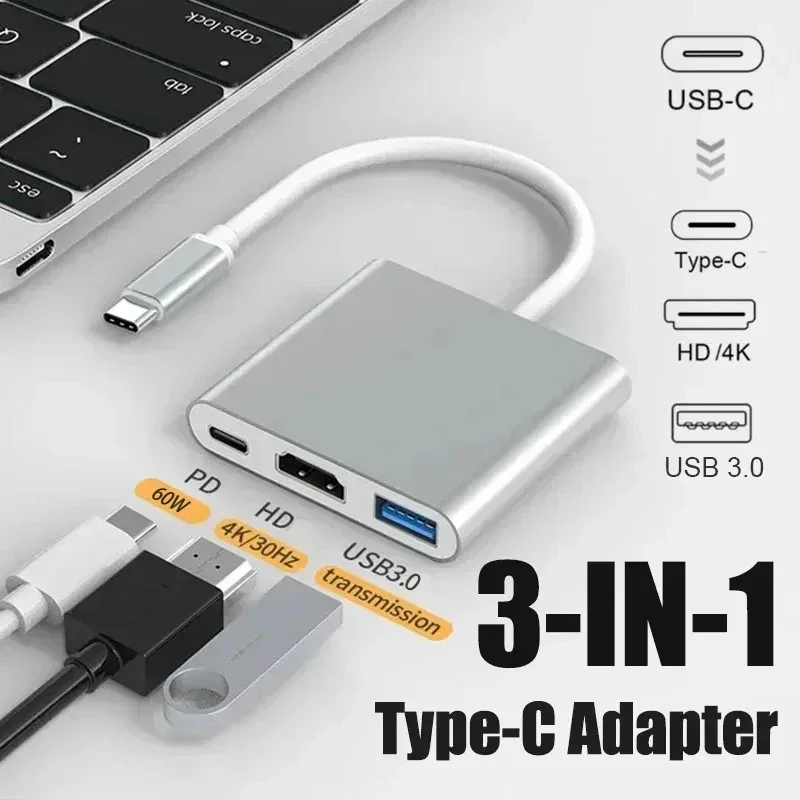 4K TYPE C to HDMI-Compatible Adapter USB3.1/3.0 Hub Type C Charging Converter for Samsung S23 Ultra Huawei Xiaomi Laptop Macbook