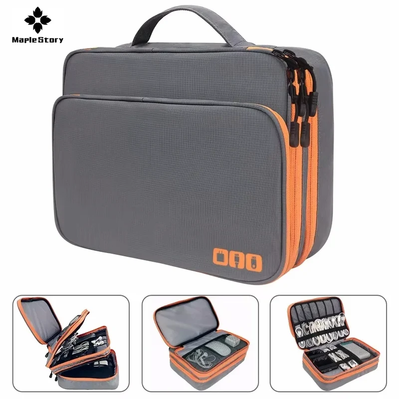 Multi Layer Cable Storage Bag, Electronic Accessories Organizer, Portable Travel Cable Organizer Case for iPad Cable Charger