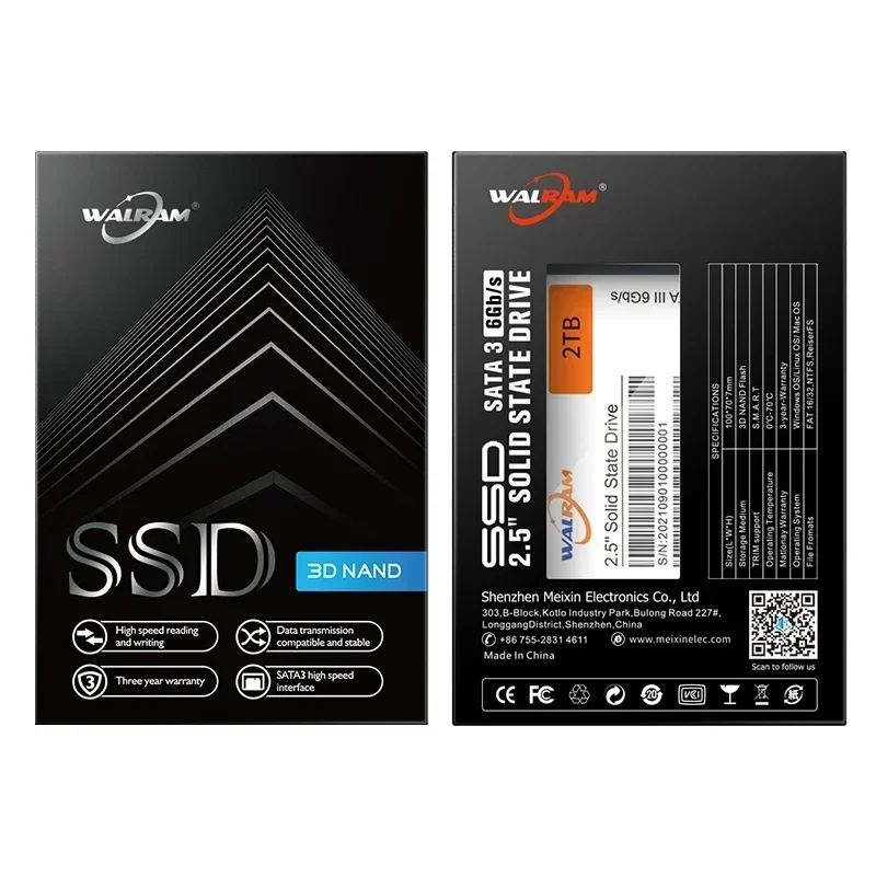 WALRAM 2.5 SATA 3 SSD 512GB 128GB 120GB HDD Laptop Internal SATA3 SSD 1TB Solid State Drive 240GB 256GB Hard Disk For Desktop PC