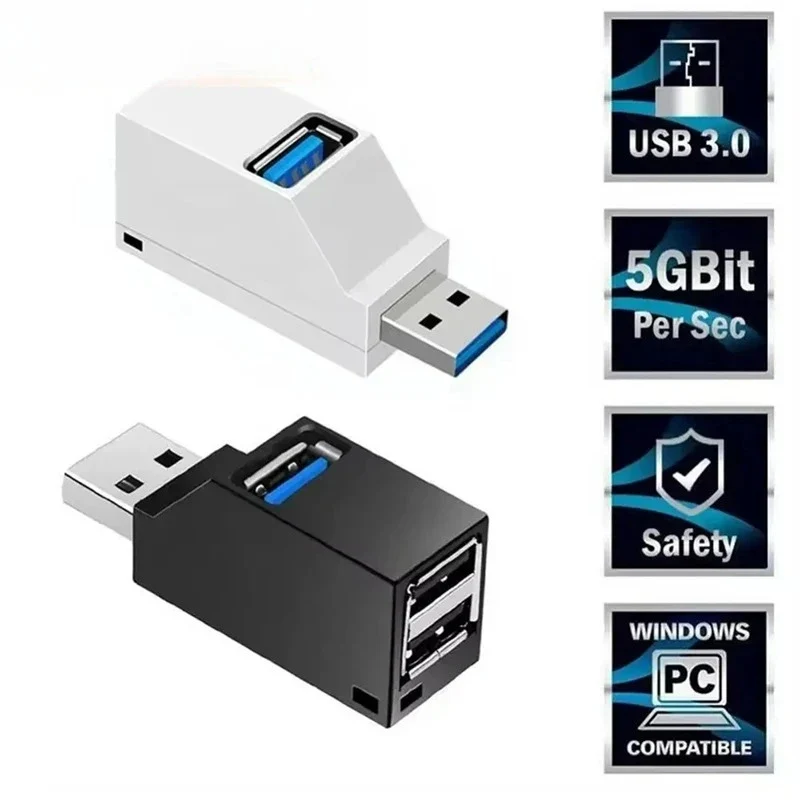 1Pcs USB 3.0 Adapter HUB Mini Splitter Box 1 to 3 Ports High Hi-Speed USB 2.0 Extender For PC Laptop U Disk Card Reader