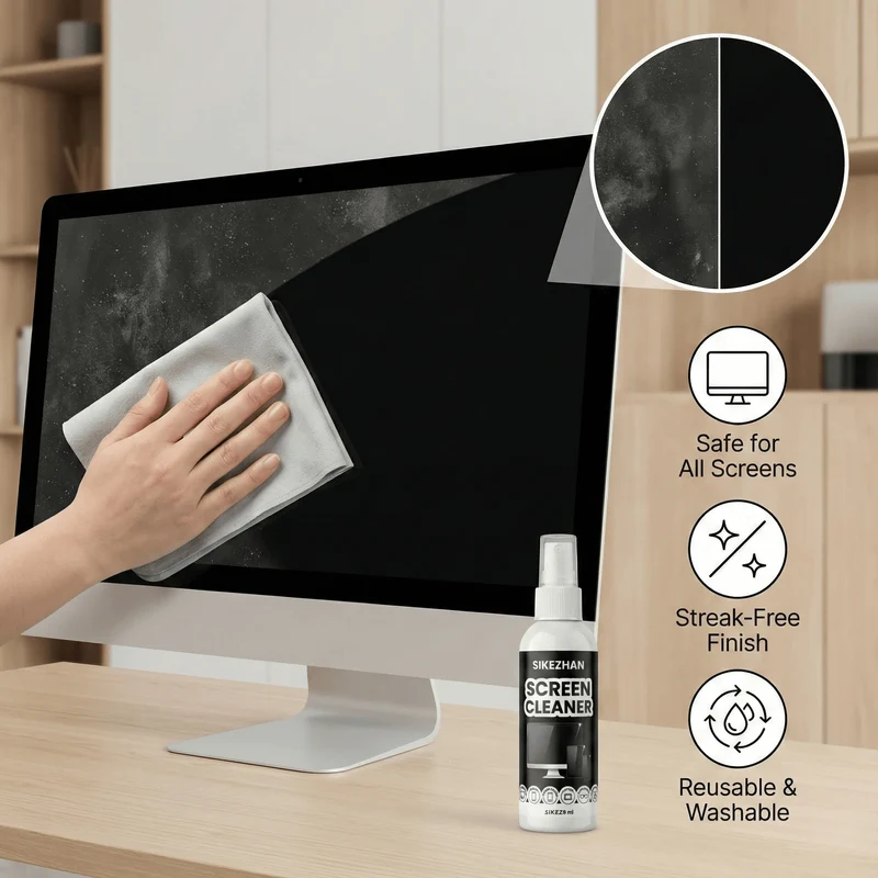 SIKEZHAN Screen Cleaner Spray 59ml with Cloth for Phone Laptop Monitor TV Glasses Tablet Dust Fingerprint Mist Cleaning Kit