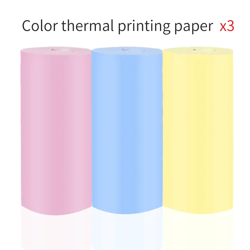 57*25MM Mini Printer Thermal Paper HD Self-adhesive Roll Paper Label Sticker Photo Inkless Printing Portable Printer Color Paper