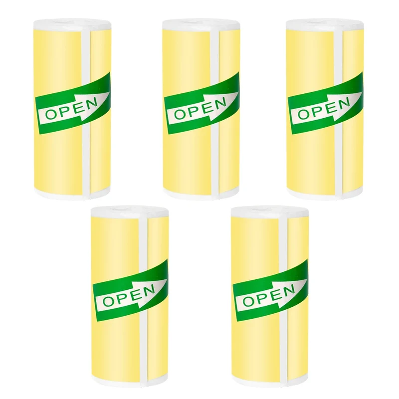57*25MM Mini Printer Thermal Paper HD Self-adhesive Roll Paper Label Sticker Photo Inkless Printing Portable Printer Color Paper