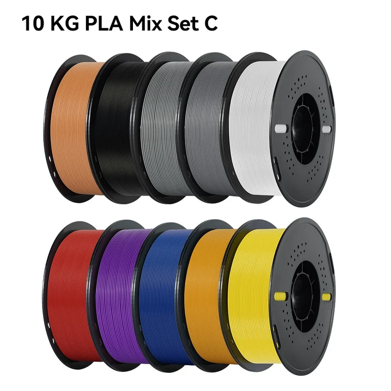 KINGROON 22LBS PETG or PLA Filament 3D Printer Filament 10 Rolls 1KG 1.75MM Eco-Friendly Good Toughness Mix Color Free Shipping