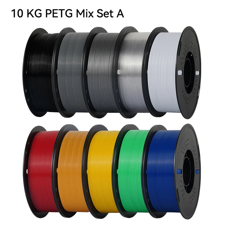 KINGROON 22LBS PETG or PLA Filament 3D Printer Filament 10 Rolls 1KG 1.75MM Eco-Friendly Good Toughness Mix Color Free Shipping