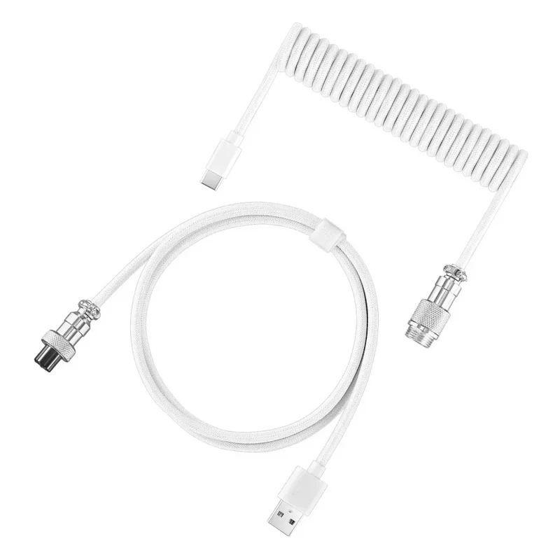 USB Type C Mechanical Keyboard Coiled Cable Hardware Linker Computer Aviation Mechanical Cable Spiral Gaming USB Keyboard Cable