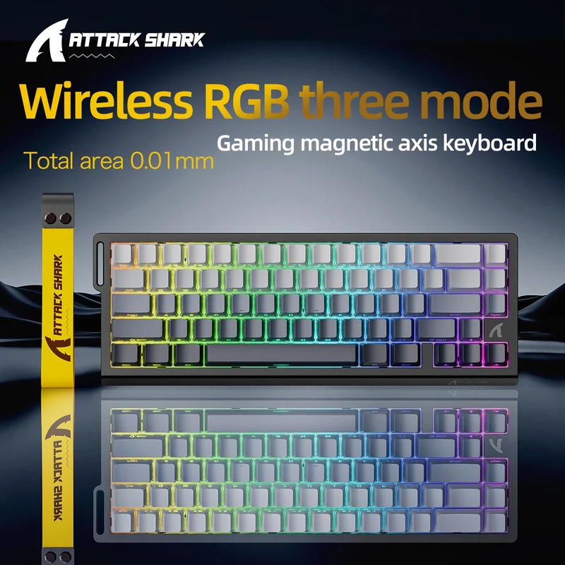 X68HE ATTACK SHARK Magnetic Gaming Keyboard Mechanical Wired for Pro Gaming 0.01mm Rapid Trigg 8000Hz SOCD/Rs 0.125ms 128K Rate