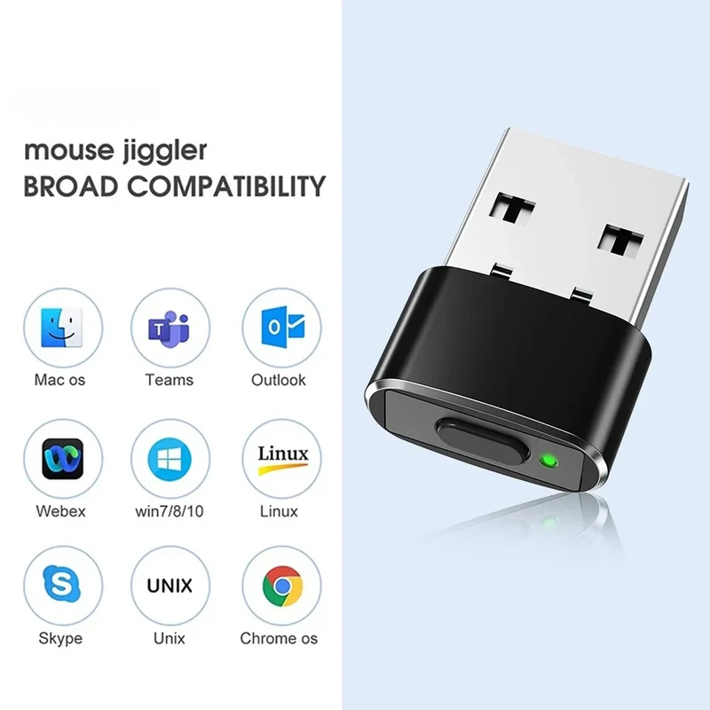 Mouse Jiggler Undetectable Automatic Mover USB Port Shaker Wiggler for PC Laptop Keeps Computer Awake Simulate Mouse Movement