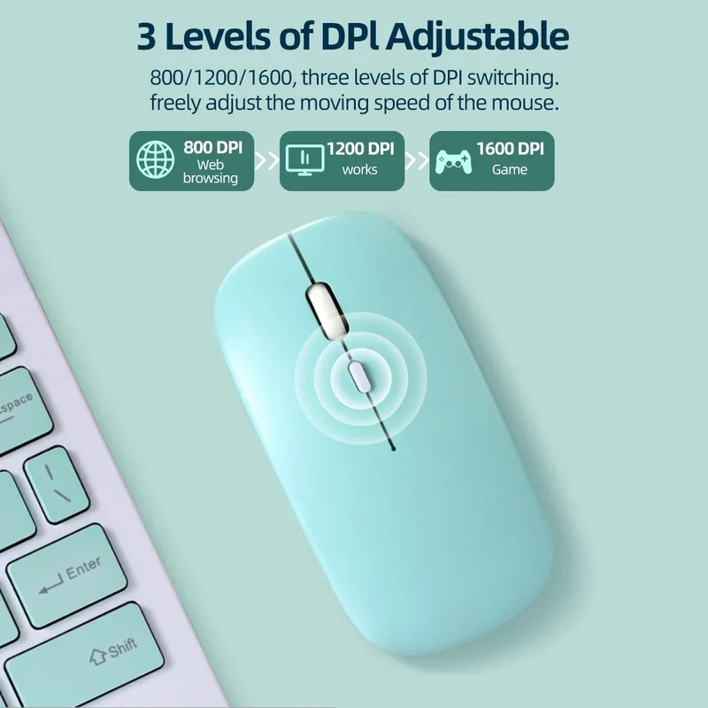 Bluetooth-compatible Mouse Wireless Mouse Silent Computer Mice Portable Working Gaming Mouse for Laptop iPad Air Pro Tablet PC