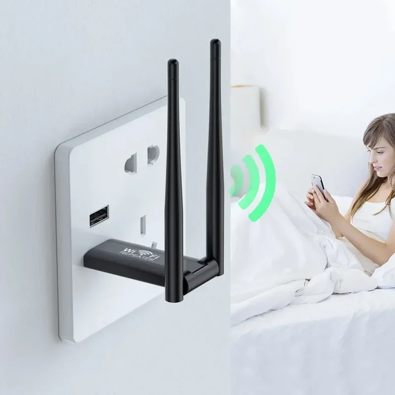 KEBIDUMEI Wireless 2.4G 300Mbps USB WiFi Repeater Extender Signal Amplifier Booster Long Range Router Home Network Extension