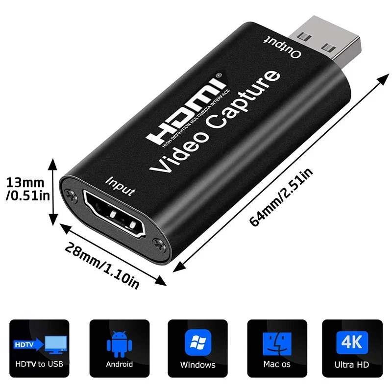 HDMI-compatible to USB Video Capture Card 1080P USB 2.0 Game Grabber Box For PS4 DVD Camera PC Recording Live Streaming