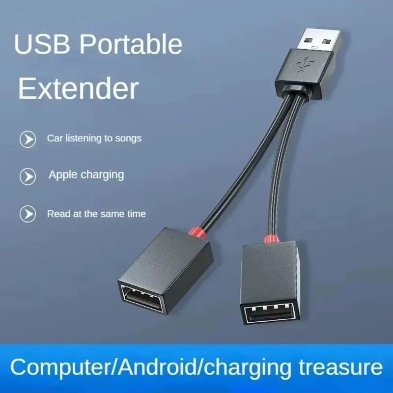 1 In 2 Out USB HUB Car Usb Splitter cable Multifunction Adapter Cord Charging Cable for iphone Xiaomi Huawei smart phone