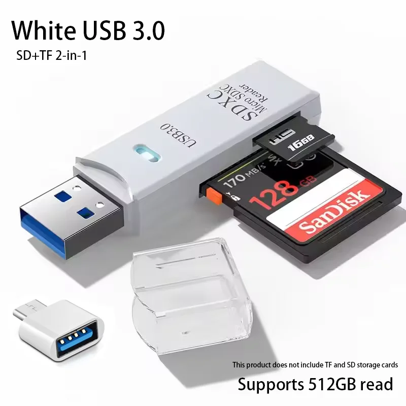 2-in-1 USB 3.0 High Speed Card Reader TF Memory Card Adapter Portable USB Flash Drive Design for PC Laptop Office Accessories