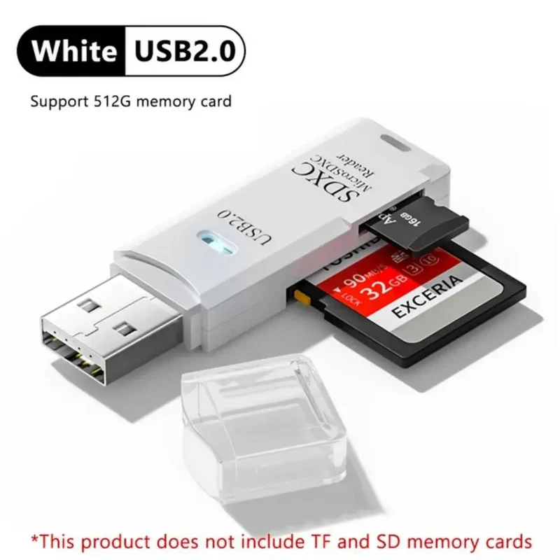 2-in-1 USB 3.0 High Speed Card Reader TF Memory Card Adapter Portable USB Flash Drive Design for PC Laptop Office Accessories