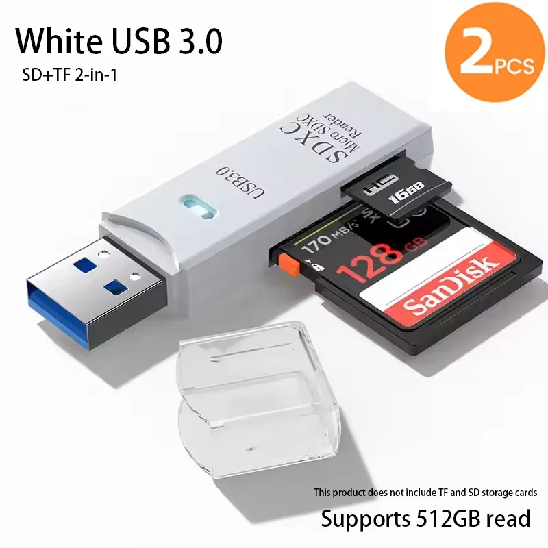 2-in-1 USB 3.0 High Speed Card Reader TF Memory Card Adapter Portable USB Flash Drive Design for PC Laptop Office Accessories
