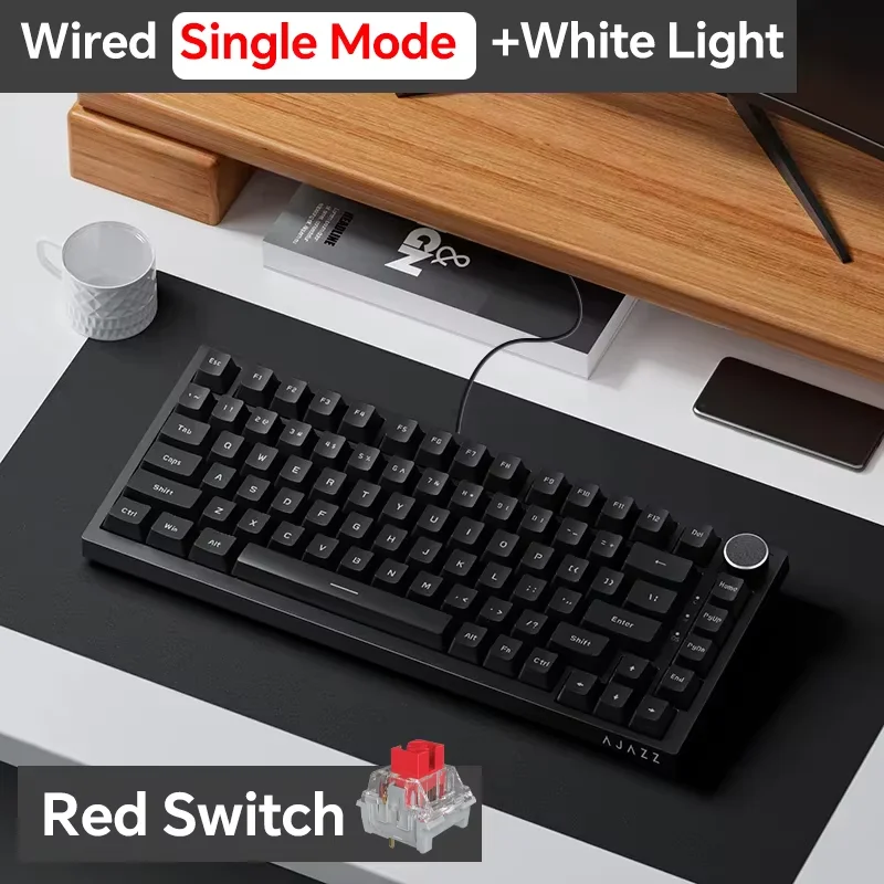 AJAZZ AK820 Wired With Rotary Volume Buttons Hot-Swappable Keys For Office And Home Mechanical Keyboards