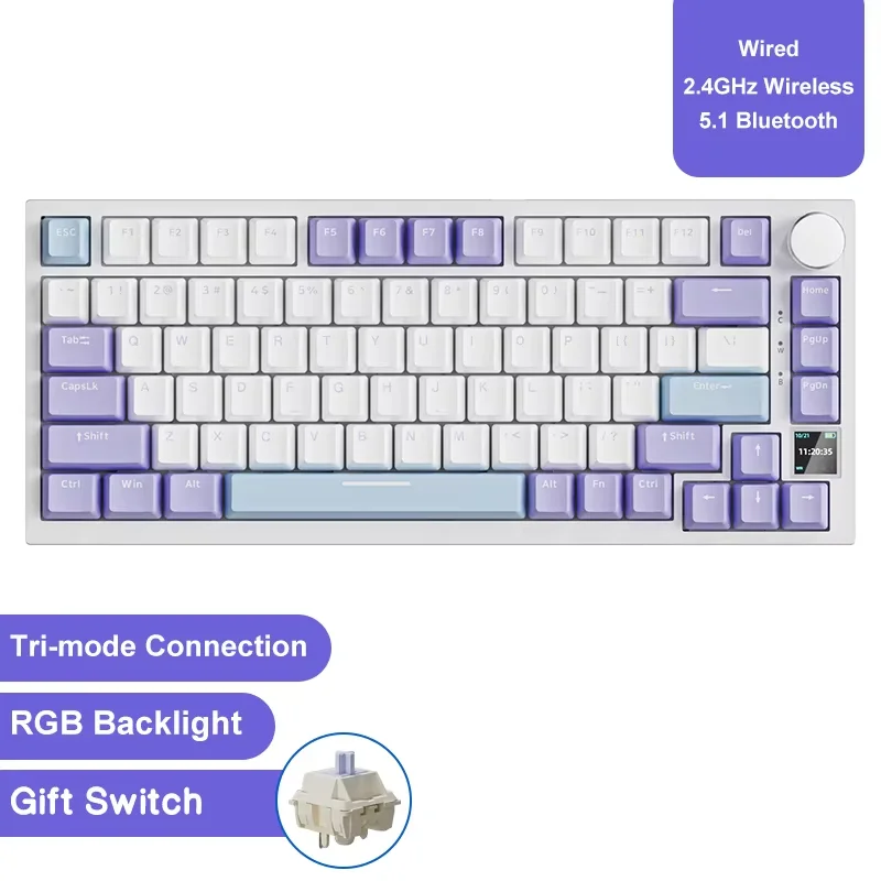 AJAZZ AK820 Wired With Rotary Volume Buttons Hot-Swappable Keys For Office And Home Mechanical Keyboards