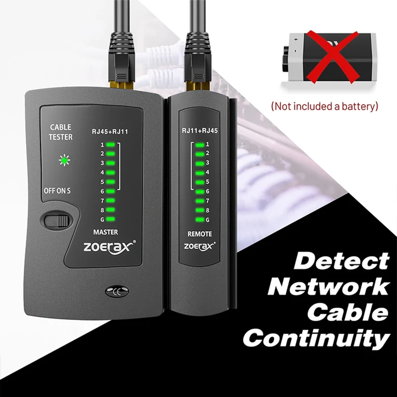 ZOERAX Network Ethernet Cable Tester for LAN RJ45 Cat5 Cat5e Cat6 Cat6a Cat7 UTP/Shielded Cable and RJ11 RJ12