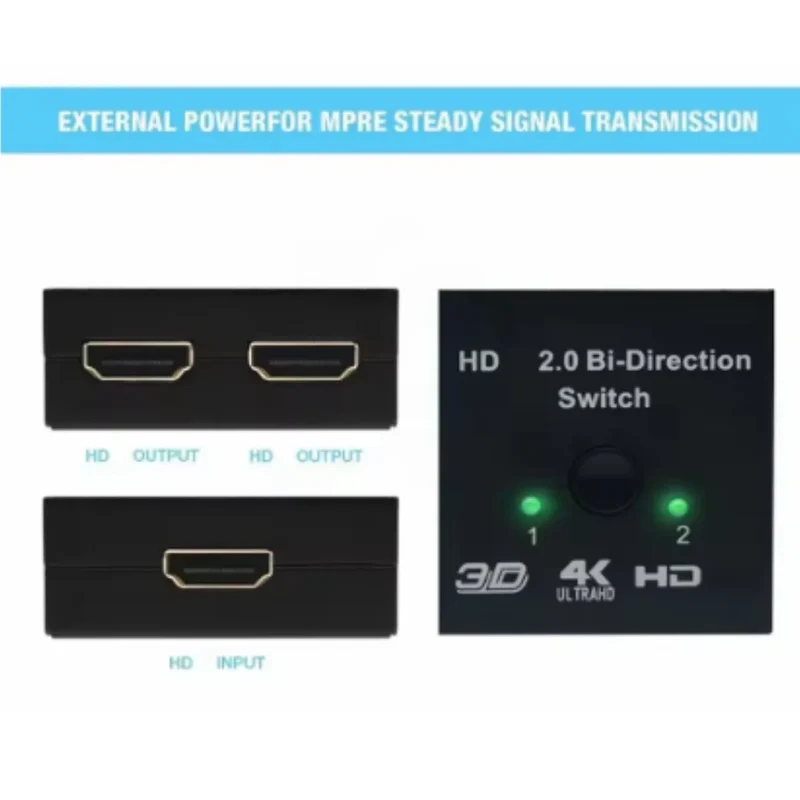 4k Switch Bi-Direction 2.0 Splitter HDMI-compatible 1x2/2x1 Adapter2 in 1 out Converter for Switcher PS4 Pro/4/3 TV Box