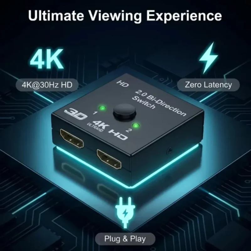 4k Switch Bi-Direction 2.0 Splitter HDMI-compatible 1x2/2x1 Adapter2 in 1 out Converter for Switcher PS4 Pro/4/3 TV Box