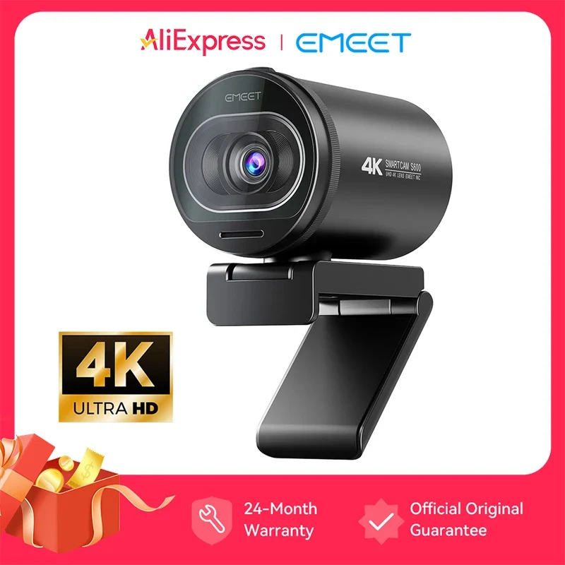 Webcam 4K Streaming Web Camera 1080P 60FPS USB Camera EMEET S600 Autofocus Living Stream Camera With Mics for Tiktok/YouTube