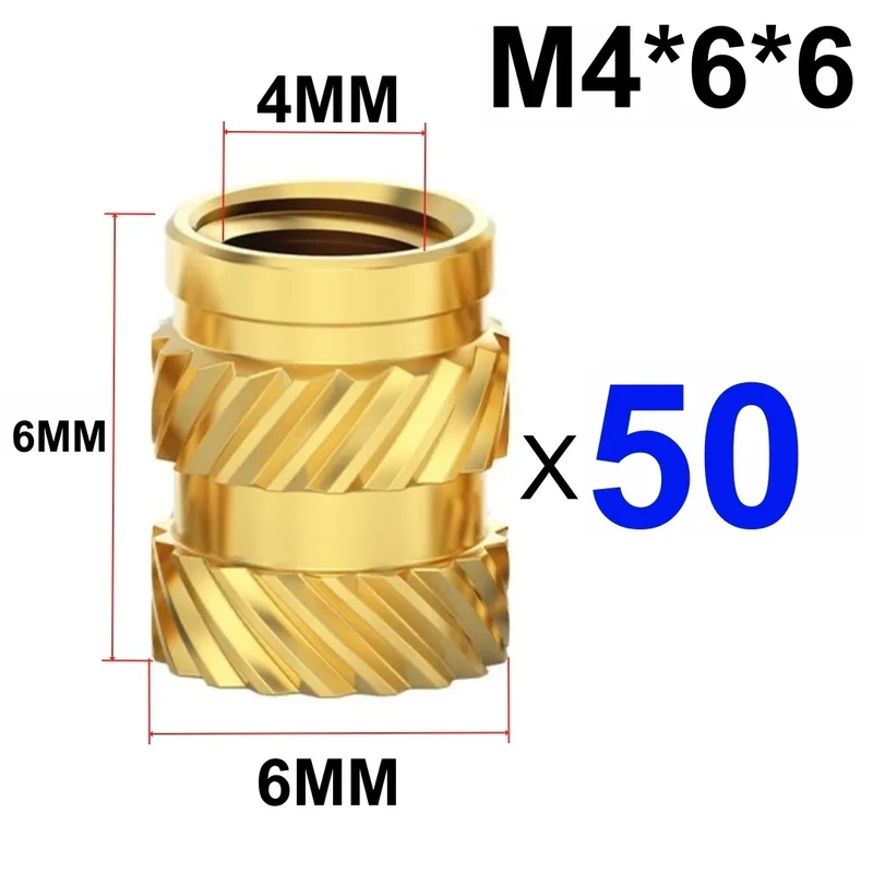 50/100 Pcs Heat Insert Embedment Nut M3 M4 M5 Threaded Knurled Brass Screw Nuts For 3D Printer Voron 2.4 And Others