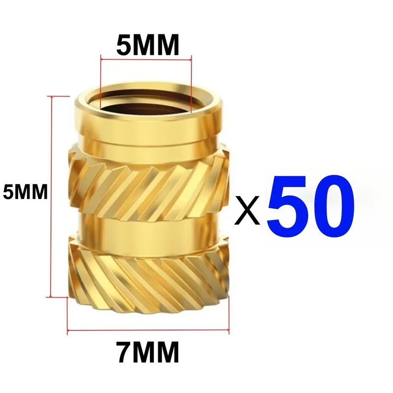 50/100 Pcs Heat Insert Embedment Nut M3 M4 M5 Threaded Knurled Brass Screw Nuts For 3D Printer Voron 2.4 And Others